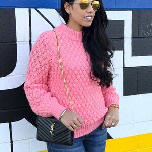 H&M Pink Textured Knit Sweater Women’s Medium | Chunky Bubble Stitch Pullover Co
